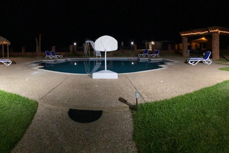 Night view of pool area