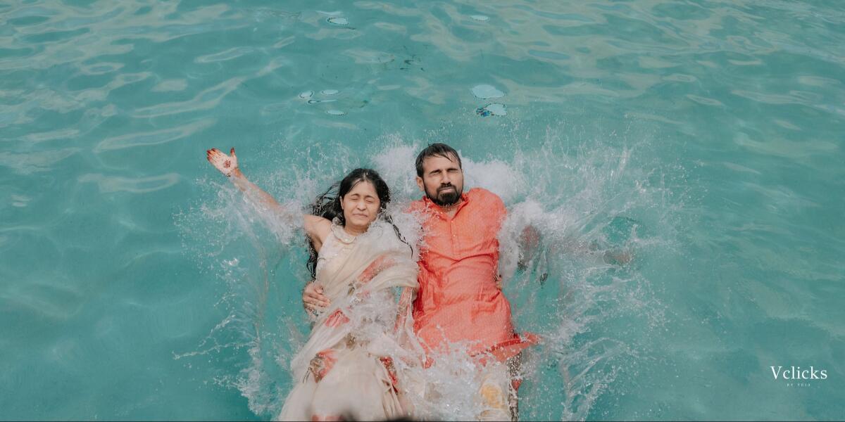 Haldi Indian pre wedding event at pool area
