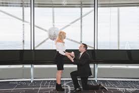 Couple proposing at Dallas Reunion Tower