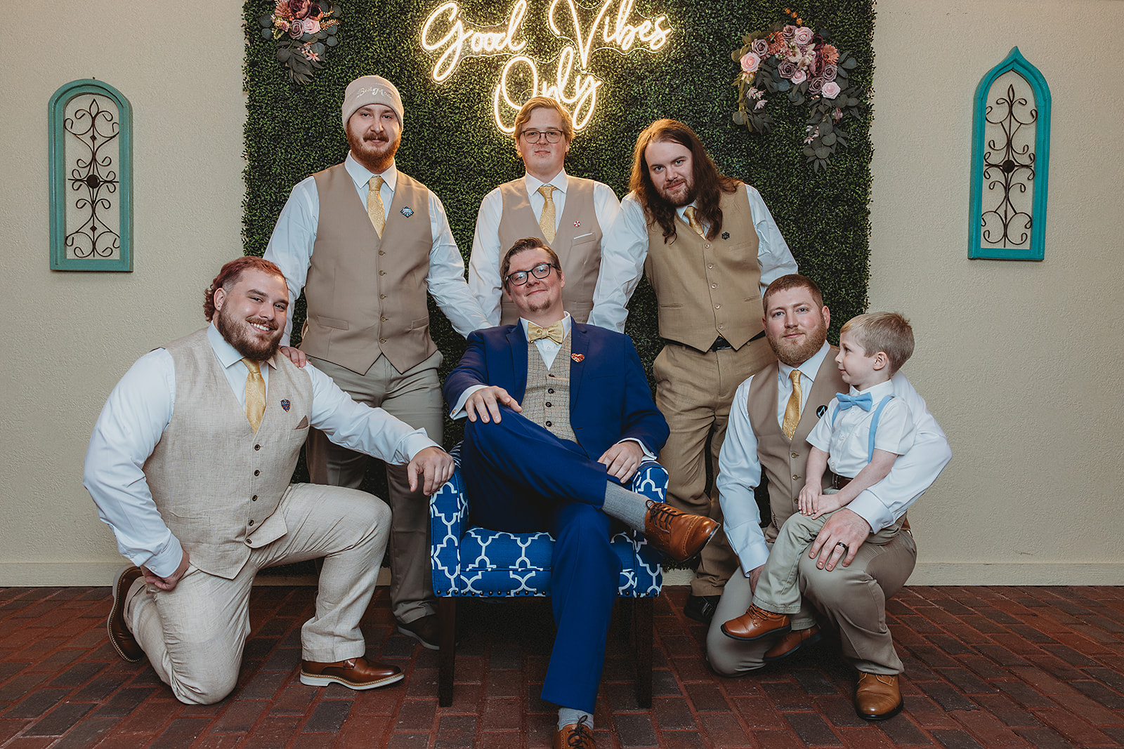 wedding photo backdrop at rustic ranch venue near Dallas TX with scenic outdoor setup